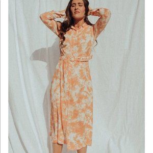 Nwt S/W/F Tie Dye Midi Dress Orange White M - image 1